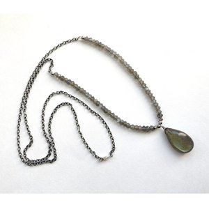 Labradorite Teardrop Pendant Necklace
